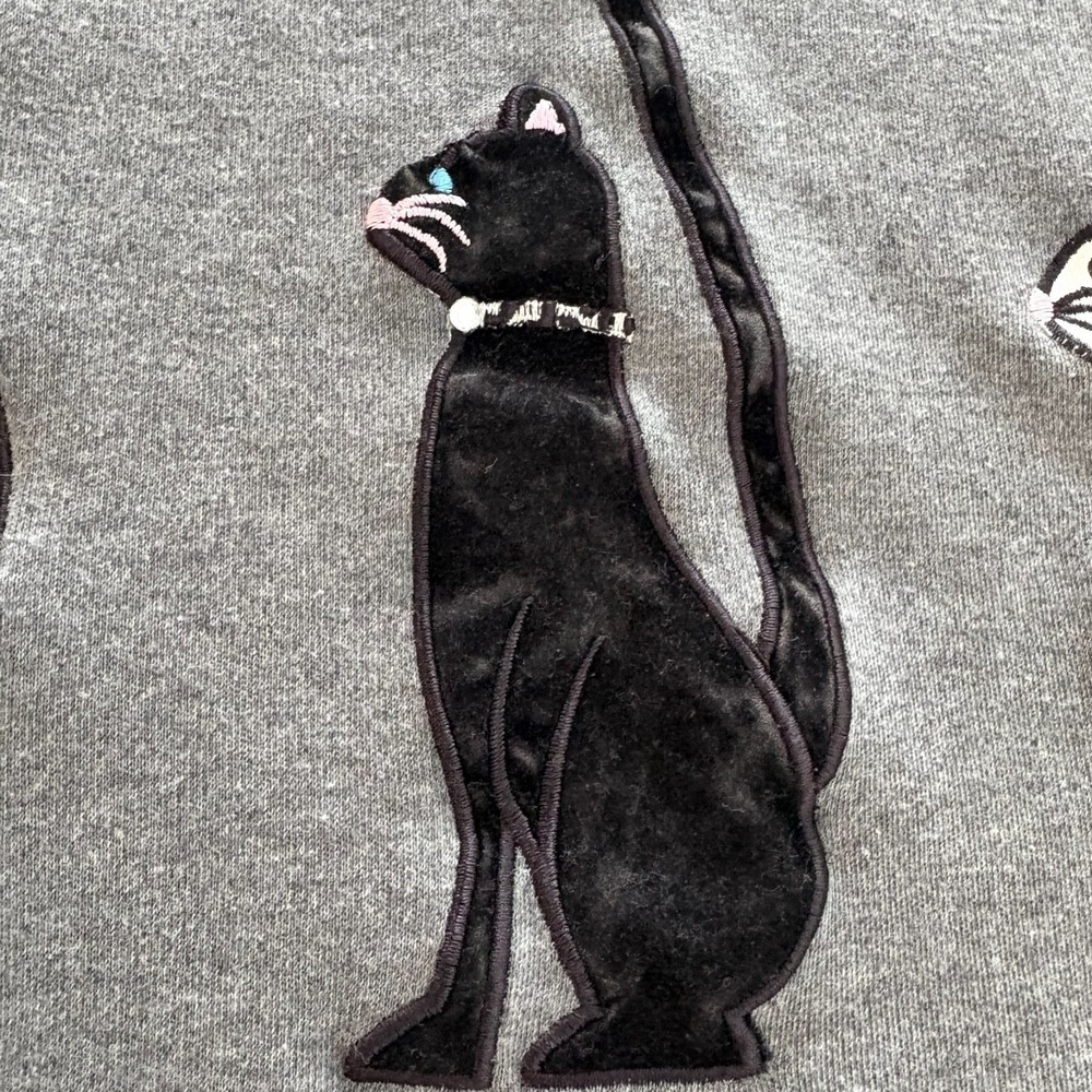 Needle & Thread Womens Gray Short Sleeve Cat Print Embroidered Dress Size 1X - Picture 10 of 15